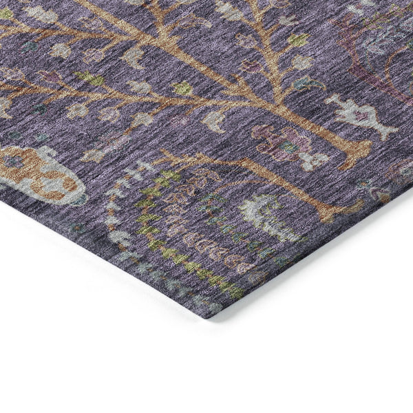 Homeroots 3' Stylish Brown Purple And Blue Floral Washable Area Rug For Indoor And Outdoor Use, Durable Design 3' X 5' Polyester 605265