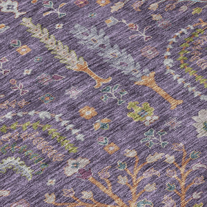 Homeroots 3' Stylish Brown Purple And Blue Floral Washable Area Rug For Indoor And Outdoor Use, Durable Design 8' Round Polyester 605267