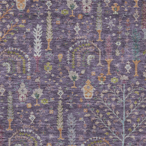 Homeroots 3' Stylish Brown Purple And Blue Floral Washable Area Rug For Indoor And Outdoor Use, Durable Design 8' X 10' Polyester 605268