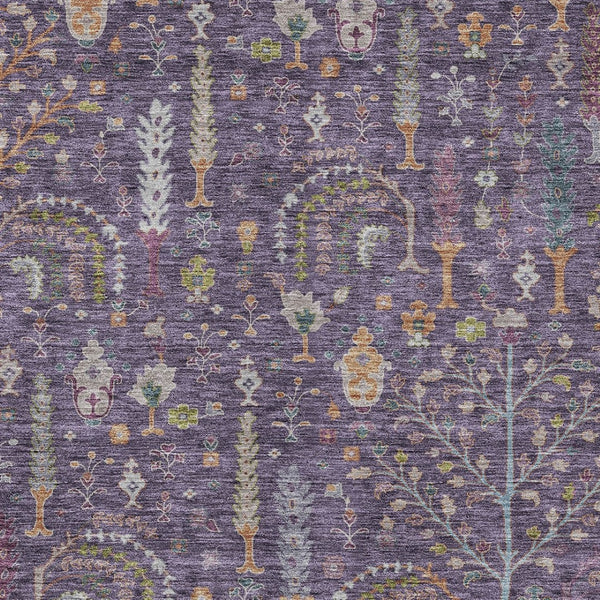 Homeroots 3' Stylish Brown Purple And Blue Floral Washable Area Rug For Indoor And Outdoor Use, Durable Design 8' X 10' Polyester 605268