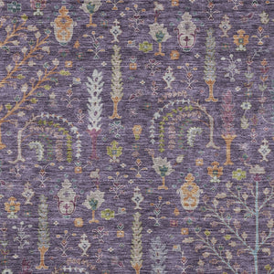 Homeroots 3' Stylish Brown Purple And Blue Floral Washable Area Rug For Indoor And Outdoor Use, Durable Design 9' X 12' Polyester 605269