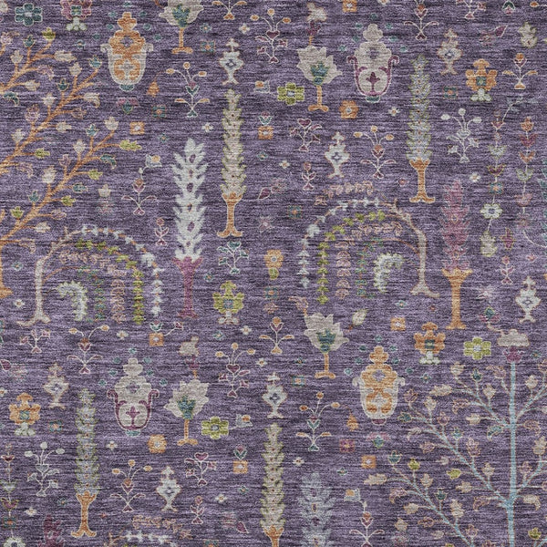 Homeroots 3' Stylish Brown Purple And Blue Floral Washable Area Rug For Indoor And Outdoor Use, Durable Design 9' X 12' Polyester 605269