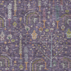 Homeroots 3' Stylish Brown Purple And Blue Floral Washable Area Rug For Indoor And Outdoor Use, Durable Design 10' X 14' Polyester 605270