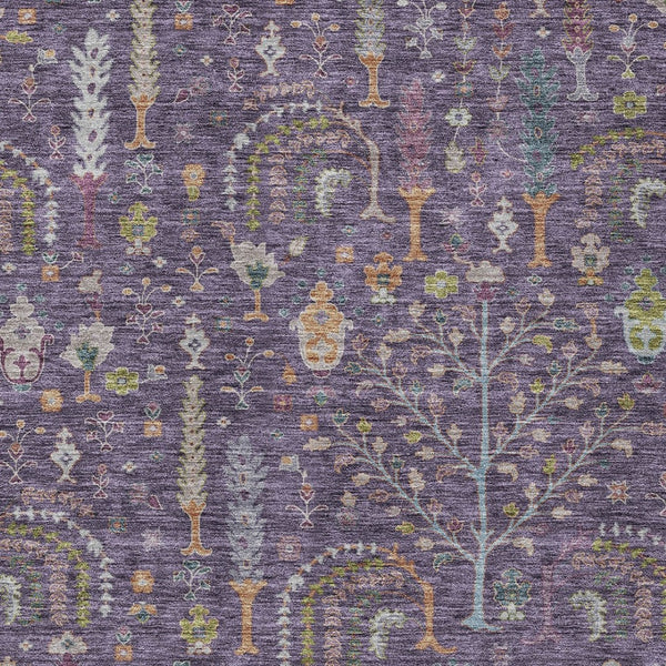 Homeroots 3' Stylish Brown Purple And Blue Floral Washable Area Rug For Indoor And Outdoor Use, Durable Design 10' X 14' Polyester 605270