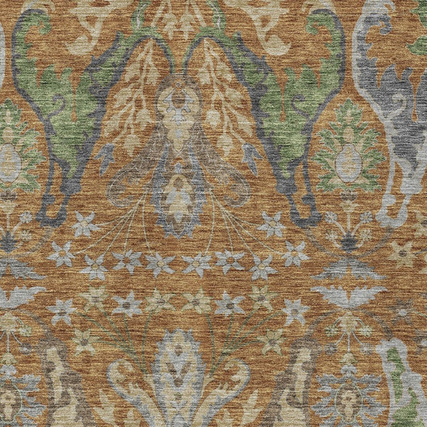 Homeroots 3' Elegant Black Green & Brown Floral Washable Area Rug For Indoor & Outdoor Spaces, 36" X 60" 3' X 5' Polyester 605277