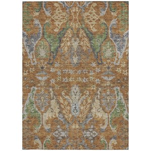 Homeroots 3' Elegant Black Green & Brown Floral Washable Area Rug For Indoor & Outdoor Spaces, 36" X 60" 5' X 8' Polyester 605278