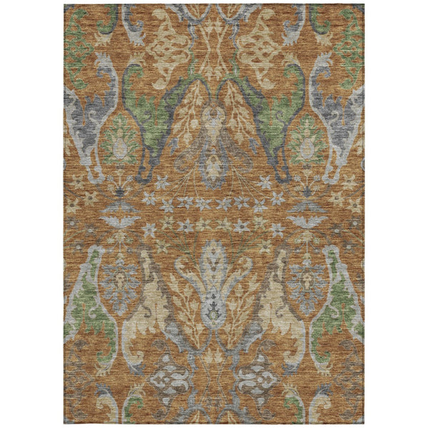 Homeroots 3' Elegant Black Green & Brown Floral Washable Area Rug For Indoor & Outdoor Spaces, 36" X 60" 5' X 8' Polyester 605278