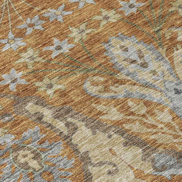 Homeroots 3' Elegant Black Green & Brown Floral Washable Area Rug For Indoor & Outdoor Spaces, 36" X 60" 5' X 8' Polyester 605278