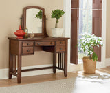 OSP Home Furnishings Modern Mission Vanity and Mirror Vintage Oak