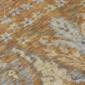 Homeroots 3' Elegant Black Green & Brown Floral Washable Area Rug For Indoor & Outdoor Spaces, 36" X 60" 8' X 10' Polyester 605280