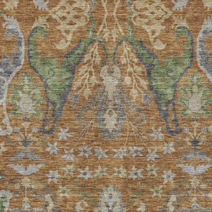 Homeroots 3' Elegant Black Green & Brown Floral Washable Area Rug For Indoor & Outdoor Spaces, 36" X 60" 10' X 14' Polyester 605282