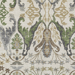 Homeroots 3' Elegant Black Green & Brown Floral Washable Area Rug For Indoor & Outdoor Spaces, 36" X 60" 3' X 5' Polyester 605283