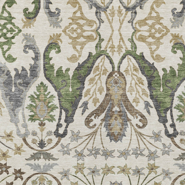 Homeroots 3' Elegant Black Green & Brown Floral Washable Area Rug For Indoor & Outdoor Spaces, 36" X 60" 3' X 5' Polyester 605283