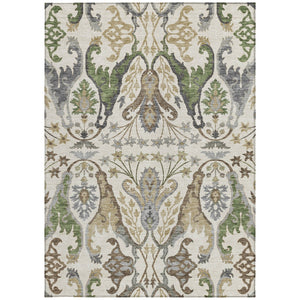 Homeroots 3' Elegant Black Green & Brown Floral Washable Area Rug For Indoor & Outdoor Spaces, 36" X 60" 5' X 8' Polyester 605284