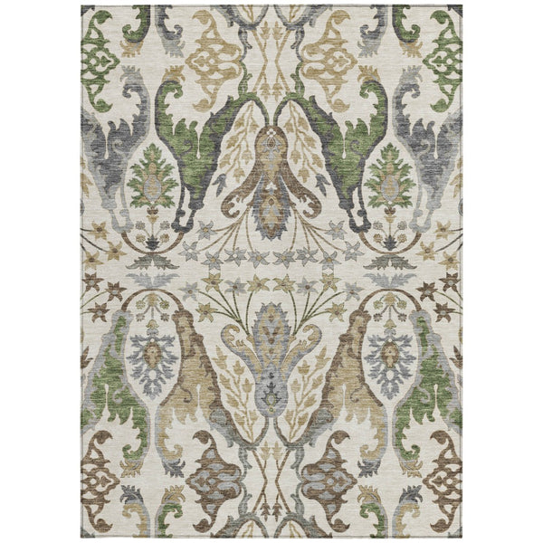 Homeroots 3' Elegant Black Green & Brown Floral Washable Area Rug For Indoor & Outdoor Spaces, 36" X 60" 5' X 8' Polyester 605284