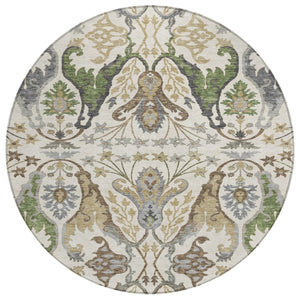 HomeRoots 5' Durable Floral Area Rug - Washable, Indoor/Outdoor, Ideal for High-Traffic Homes with Kids & Pets 8' Round 605285