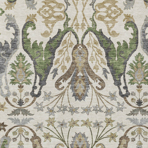 Homeroots 3' Elegant Black Green & Brown Floral Washable Area Rug For Indoor & Outdoor Spaces, 36" X 60" 8' X 10' Polyester 605286