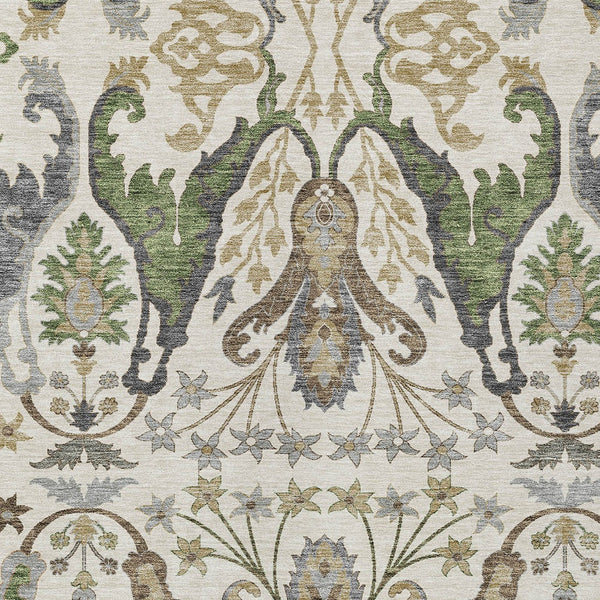 Homeroots 3' Elegant Black Green & Brown Floral Washable Area Rug For Indoor & Outdoor Spaces, 36" X 60" 8' X 10' Polyester 605286