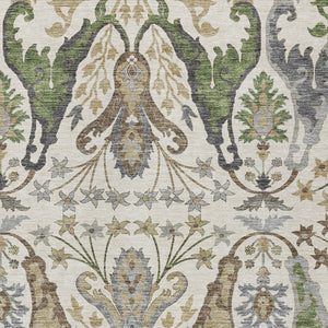 Homeroots 3' Elegant Black Green & Brown Floral Washable Area Rug For Indoor & Outdoor Spaces, 36" X 60" 9' X 12' Polyester 605287