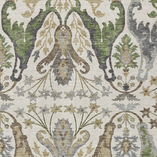 Homeroots 3' Elegant Black Green & Brown Floral Washable Area Rug For Indoor & Outdoor Spaces, 36" X 60" 9' X 12' Polyester 605287