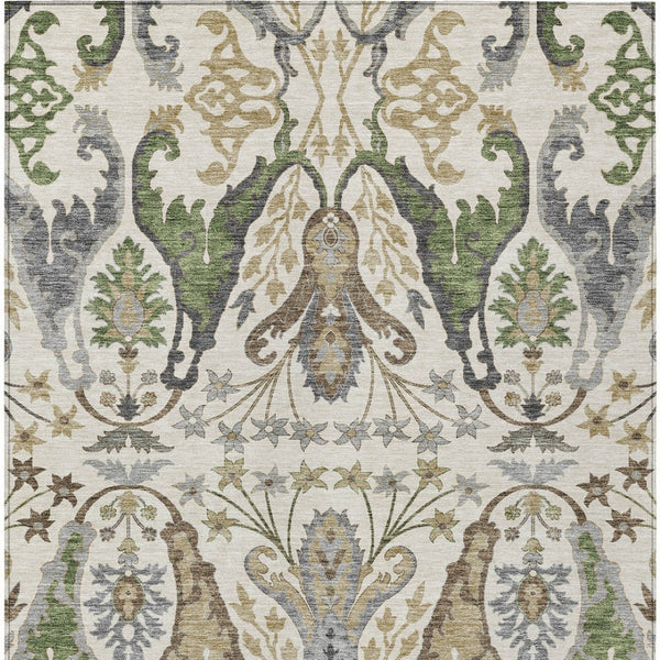 Homeroots 3' Elegant Black Green & Brown Floral Washable Area Rug For Indoor & Outdoor Spaces, 36" X 60" 10' X 14' Polyester 605288