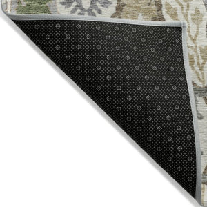 Homeroots 3' Elegant Black Green & Brown Floral Washable Area Rug For Indoor & Outdoor Spaces, 36" X 60" 10' X 14' Polyester 605288