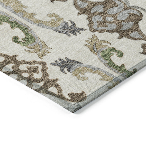 Homeroots 3' Elegant Black Green & Brown Floral Washable Area Rug For Indoor & Outdoor Spaces, 36" X 60" 10' X 14' Polyester 605288