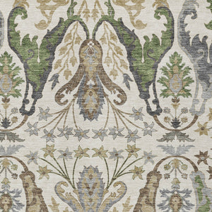 Homeroots 3' Elegant Black Green & Brown Floral Washable Area Rug For Indoor & Outdoor Spaces, 36" X 60" 10' X 14' Polyester 605288