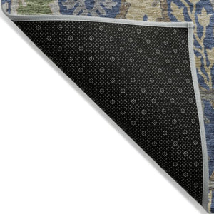 Homeroots 3' Elegant Black Green & Brown Floral Washable Area Rug For Indoor & Outdoor Spaces, 36" X 60" 3' X 5' Polyester 605289