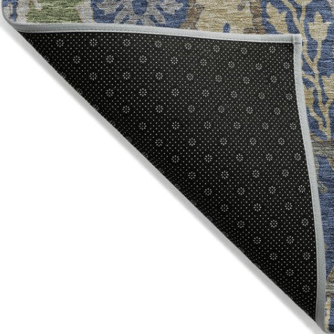 Homeroots 3' Elegant Black Green & Brown Floral Washable Area Rug For Indoor & Outdoor Spaces, 36" X 60" 3' X 5' Polyester 605289