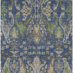 Homeroots 3' Elegant Black Green & Brown Floral Washable Area Rug For Indoor & Outdoor Spaces, 36" X 60" 3' X 5' Polyester 605289