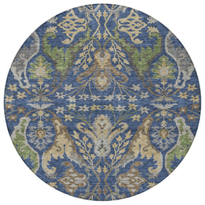 Homeroots 3' Elegant Black Green & Brown Floral Washable Area Rug For Indoor & Outdoor Spaces, 36" X 60" 8' Round Polyester 605291