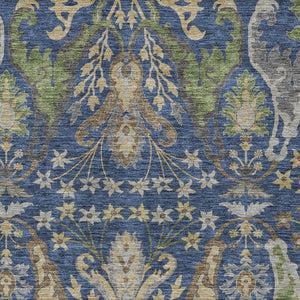 Homeroots 3' Elegant Black Green & Brown Floral Washable Area Rug For Indoor & Outdoor Spaces, 36" X 60" 9' X 12' Polyester 605293