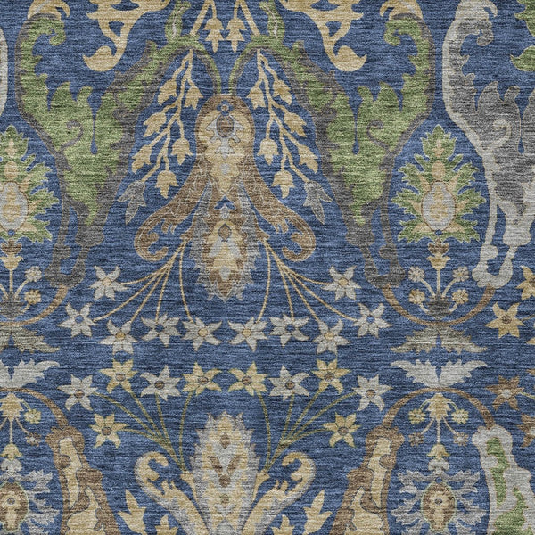 Homeroots 3' Elegant Black Green & Brown Floral Washable Area Rug For Indoor & Outdoor Spaces, 36" X 60" 9' X 12' Polyester 605293