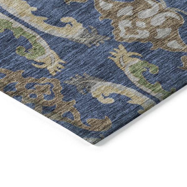 Homeroots 3' Elegant Black Green & Brown Floral Washable Area Rug For Indoor & Outdoor Spaces, 36" X 60" 10' X 14' Polyester 605294