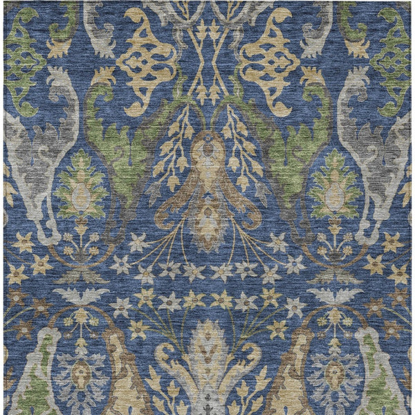 Homeroots 3' Elegant Black Green & Brown Floral Washable Area Rug For Indoor & Outdoor Spaces, 36" X 60" 10' X 14' Polyester 605294