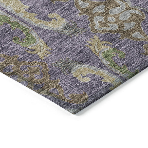 Homeroots 3' Elegant Black Green & Brown Floral Washable Area Rug For Indoor & Outdoor Spaces, 36" X 60" 3' X 5' Polyester 605295
