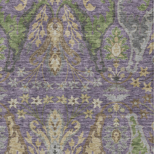 Homeroots 3' Elegant Black Green & Brown Floral Washable Area Rug For Indoor & Outdoor Spaces, 36" X 60" 3' X 5' Polyester 605295