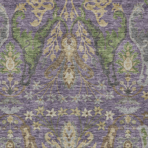 Homeroots 3' Elegant Black Green & Brown Floral Washable Area Rug For Indoor & Outdoor Spaces, 36" X 60" 5' X 8' Polyester 605296