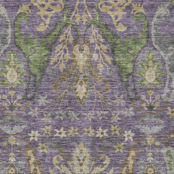 Homeroots 3' Elegant Black Green & Brown Floral Washable Area Rug For Indoor & Outdoor Spaces, 36" X 60" 5' X 8' Polyester 605296