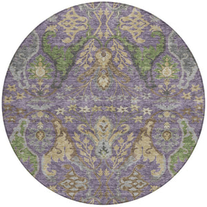 Homeroots 3' Elegant Black Green & Brown Floral Washable Area Rug For Indoor & Outdoor Spaces, 36" X 60" 8' Round Polyester 605297