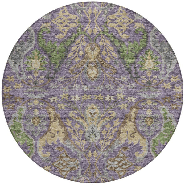 Homeroots 3' Elegant Black Green & Brown Floral Washable Area Rug For Indoor & Outdoor Spaces, 36" X 60" 8' Round Polyester 605297