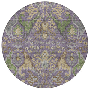 Homeroots 3' Elegant Black Green & Brown Floral Washable Area Rug For Indoor & Outdoor Spaces, 36" X 60" 8' Round Polyester 605297