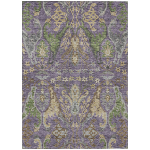 HomeRoots 9' Washable Floral Area Rug - Durable Purple, Green & Brown Design for Indoor & Outdoor Spaces 605299