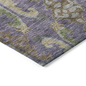 Homeroots 3' Elegant Black Green & Brown Floral Washable Area Rug For Indoor & Outdoor Spaces, 36" X 60" 9' X 12' Polyester 605299