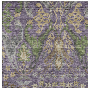 Homeroots 3' Elegant Black Green & Brown Floral Washable Area Rug For Indoor & Outdoor Spaces, 36" X 60" 9' X 12' Polyester 605299