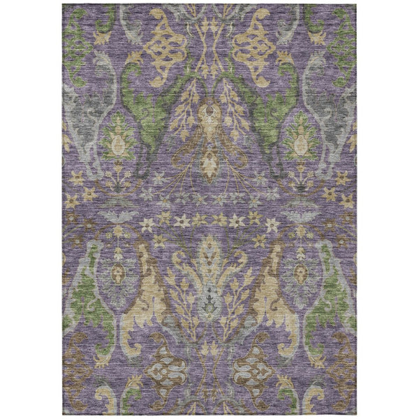 HomeRoots 5' Floral Washable Indoor Outdoor Area Rug - Vibrant Purple, Green, and Brown Design for Any Space 10' X 14' 605300