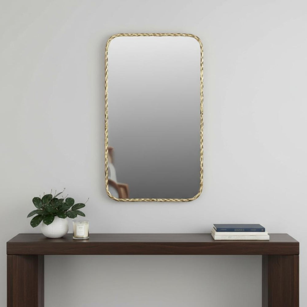 HomeRoots 48" Brass Iron Framed Accent Mirror - Industrial Chic Design to Brighten Any Space with Style! 605301