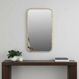 HomeRoots 48" Brass Iron Framed Accent Mirror - Industrial Chic Design to Brighten Any Space with Style! 605301