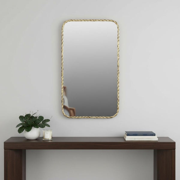 HomeRoots 48" Brass Iron Framed Accent Mirror - Industrial Chic Design to Brighten Any Space with Style! 605301